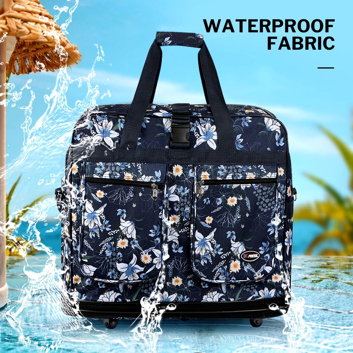30in Expandable Foldable Suitcase 3Layer Foldable Rolling Luggage Large Wheeled Travel Bag for Home Storage Moving All Trip,EX30 Blue Lilies