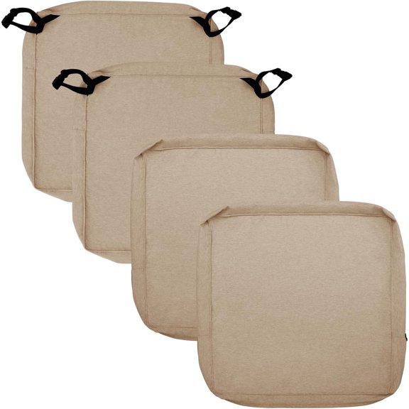 Patio Cushion Covers 24x24x4 Inch 4 Pack, Linen Look Outdoor Water Resistant Chair Seat Cushion Slipcover with Zipper for Outdoor Furniture, Covers Only! Beige Beige 24" x 24" (Pack of 4) Beige