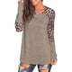 thumbnail image 1 of Camiseta de manga larga para mujer, moda informal, estampado, bloque de color, cuello redondo, para la vida diaria y el trabajo, 1 of 6