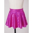 thumbnail image 2 of MSemis Kids Girls Metallic A-Line Mini Flared Pleated Skirt Hip Hop Dance Party Skirt for Girls Hot Pink M, 2 of 7