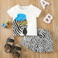 thumbnail image 2 of Boys Summer Outfits Toddler Cartoon Zebra Print Summer Short Sleeve T Shirt and Shorts Kids Lightweight Athleisure Outfit Baby Boy Outfits White 18 Months-24 Months, 2 of 6