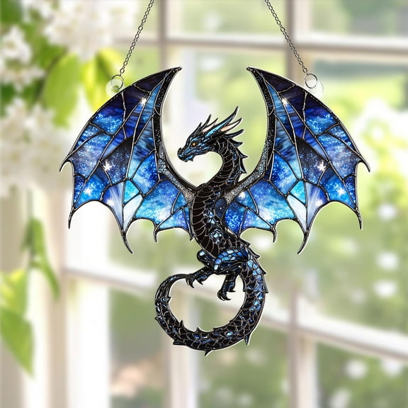 Blue Dragon Suncatcher: Acrylic Fantasy Window Decor