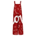 thumbnail image 4 of Valentines Overalls for Women Loose Fit Cute Heart Pattern Baggy Wide Leg Jumpsuits Valentine Overalls Casual Rompers with Pockets, 4 of 5