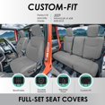 thumbnail image 2 of For 2007-2017 Jeep Wrangler JKU 4 Door FH Group Faux Leather Custom Fit Car Seat Covers - Full Set Solid Gray, 2 of 5