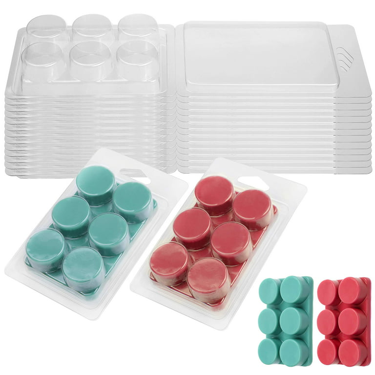 MILIVIXAY Wax Melt containers-6 cavity clear Empty Plastic Wax Melt Molds-100  Packs Heart Shape