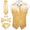 thumbnail image 2 of Chaleco de seda elegante para hombres, conjunto de chaqueta sin mangas, corbata de pajarita, traje de boda, oro sólido, verde, rosa, Morado, Rojo, 2 of 5