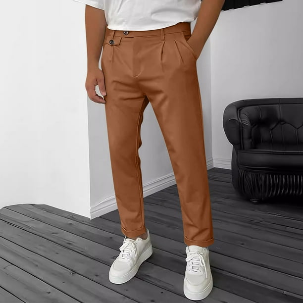 Pantalones largos de verano para hombre, de pierna recta, para uso diario, finos, informales, de negocios, de viscosa.