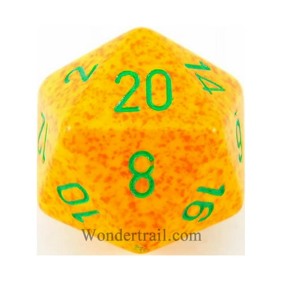 Lotus Speckled Die with Green Numbers D20 34mm (1.34in) Pack of 1 Chessex