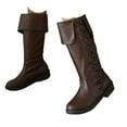 thumbnail image 3 of Mid Calf Boots for Women Winter Wide Calf Riding Boots Chunky Block Heel Round Toe Fold Over Cowboy Boot, 3 of 9