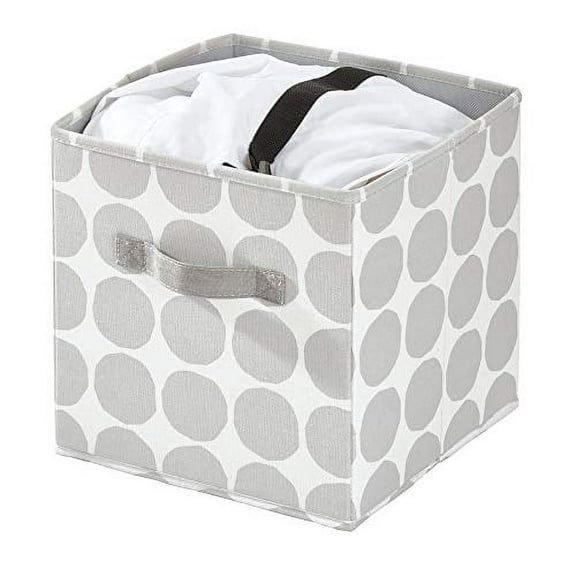 iDesign Dot Fabric Storage Cube Bin with Dual Side Handles, Gray, 13x13x13 Inches