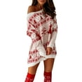 thumbnail image 5 of Musuos Women Christmas Off Shoulder Long Sleeve Pullover Sweater Dresses Casual Oversized Sweaters, 5 of 8