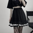 thumbnail image 3 of RUTAYY Skirt Women High Elastic Waist Lace Black Mini Skirts Punk Gothic Pleated Skirt Cute Girl Solid Color Flowy Swing Skirts, 3 of 3
