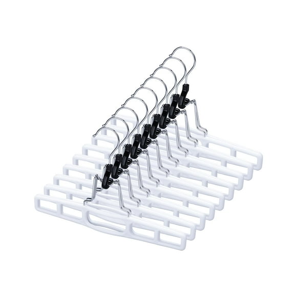Perchas de plástico AMKUFO para pantalones, 12 unidades, para mujeres y hombres, color blanco