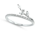 thumbnail image 4 of Clear Cubic Zirconia Abstract Leaf Ring .925 Sterling Silver Band White Jewelry Female Male Size 6, 4 of 4
