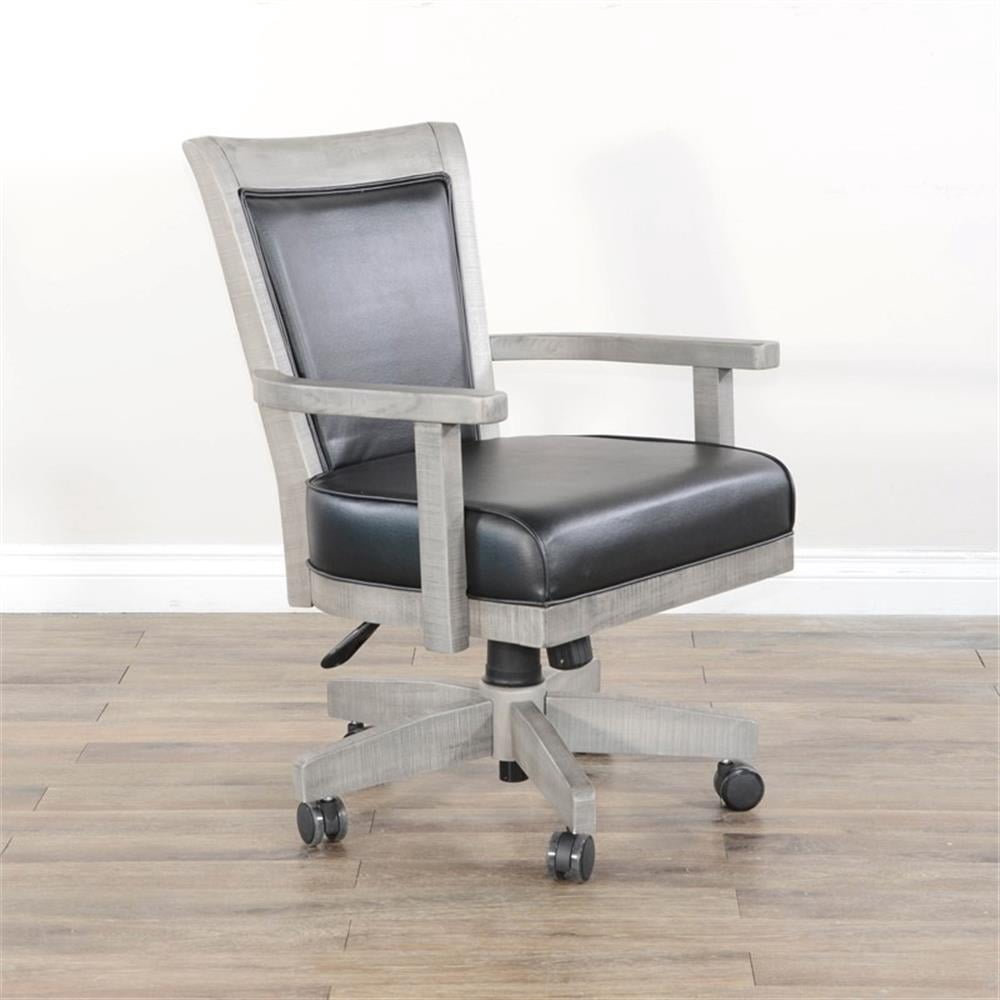 Sunny Designs Wood Game Chairs with Casters and Cushion Seat in Alpine Gray