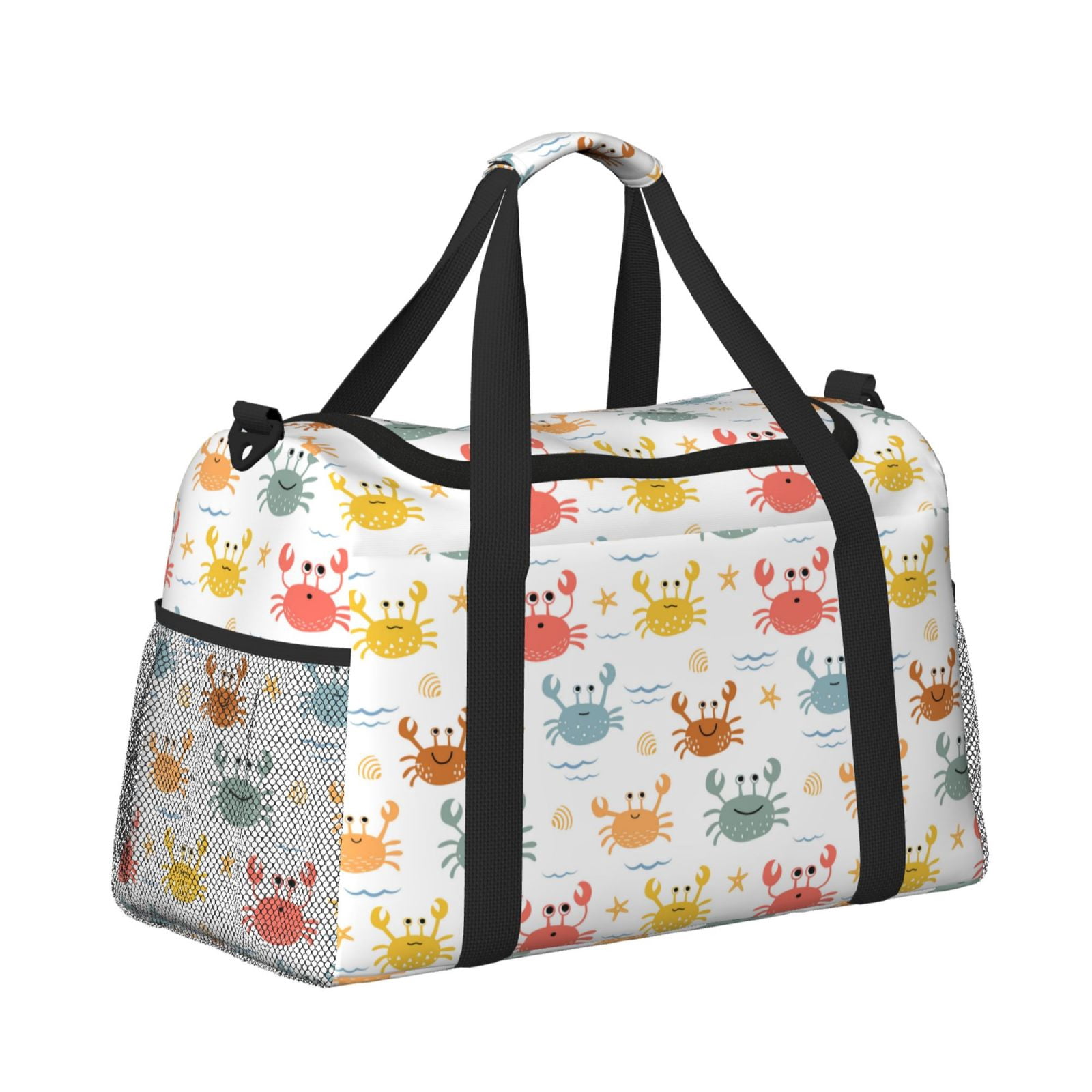 Fuzoiu Colorful Crabs Print Travel Duffle Bag,Carry On Tote Bags,Duffel Bag,Sport Gym Bag, Hospital Bag for Labor and Delivery, Overnight Bag,Luggage Bag
