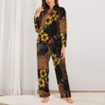 thumbnail image 3 of Disketp Pajamas Set Long Sleeve Sleepwear Womens Button Down Nightwear Pj Sets-Embroidery Chicken Rooster, 3 of 9