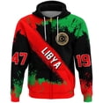 thumbnail image 3 of Sudadera con capucha y cremallera con el emblema nacional de Libia y la bandera de Libia para hombre, ropa informal, sudadera deportiva para niño, 3 of 4