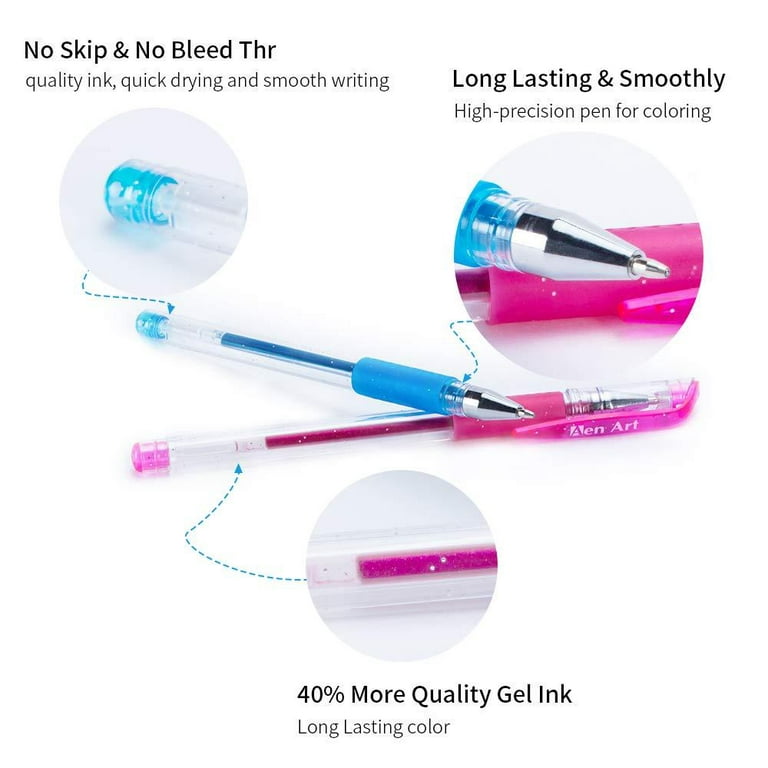 Glitter Gel Pens, 33 Colors Neon Glitter Pens Set Gel Art Markers with 40% More
