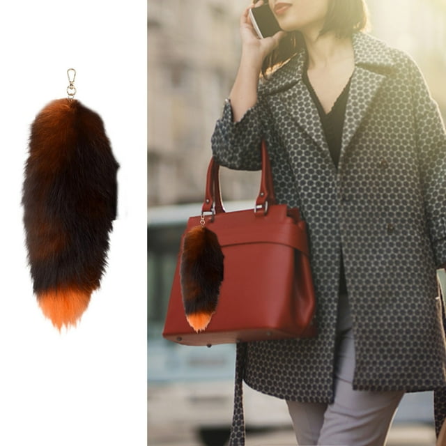 Pendentif Porte-Clés Queue 3D Mignon pour Femmes - Porte-Clés Queue d'Animal à la Mode avec Pompons - Accessoire de Porte-Clés Stylé pour Sac à Main et