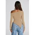 thumbnail image 3 of PRETTYGARDEN Women's Spring Long Sleeve Y2K Crop Top Trendy Off Shoulder Asymmetrical Fitted Knit Tee Shirts Going Out Tops, 3 of 8