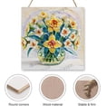 thumbnail image 3 of Zomyto 12x12 In Square Hanging Wood Sign Daffodil Wall Decor Daffodil Flower Decor, 3 of 8