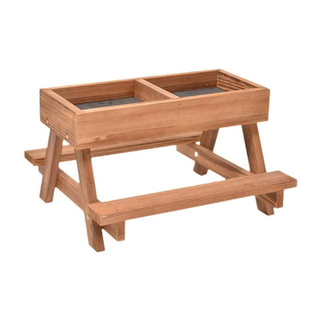 Comedero de madera para pollos y aves de corral para exteriores, granjas y jardines. Marrón