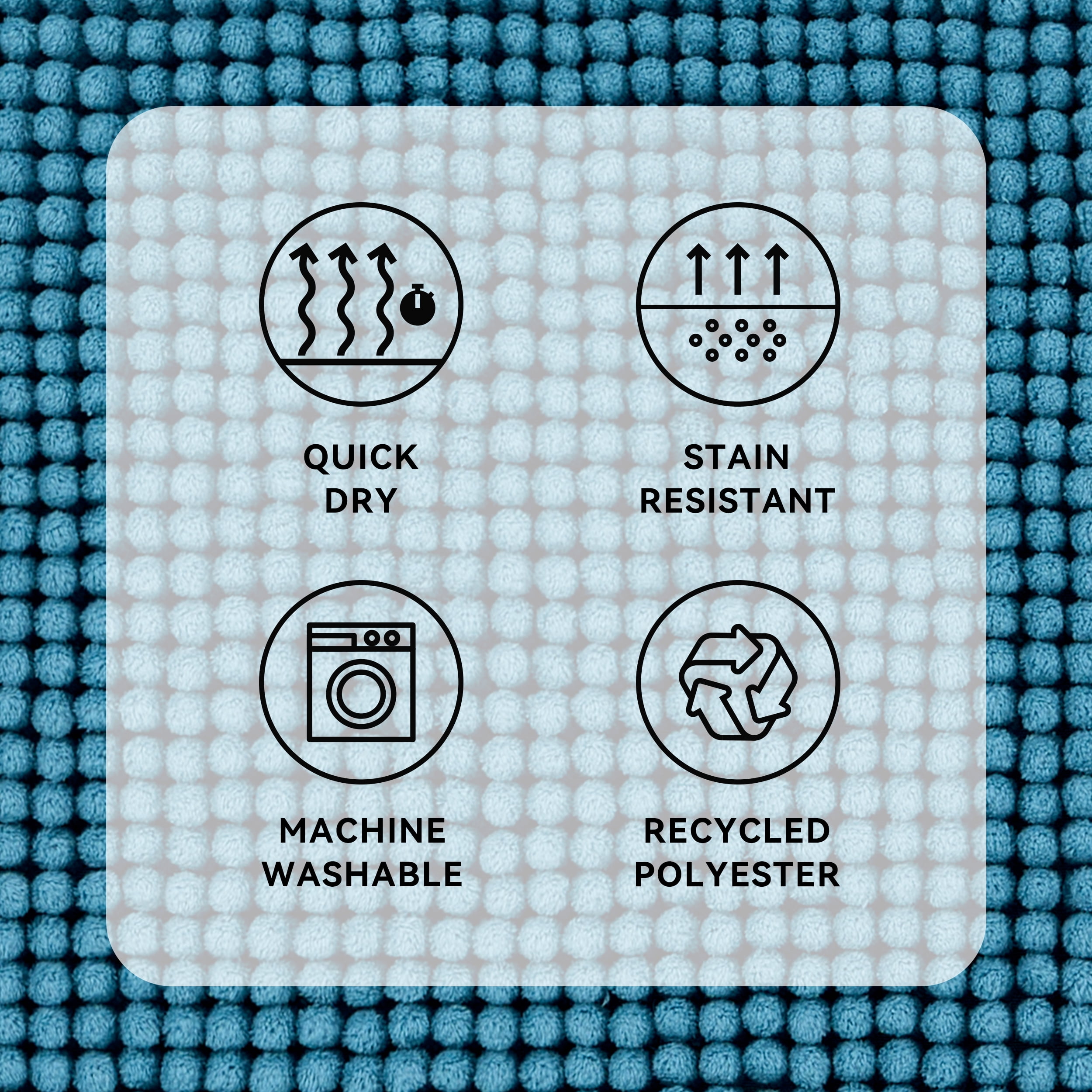 Mainstays Performance Foam Noodle Bath Rug, 17" x 24", Aqua