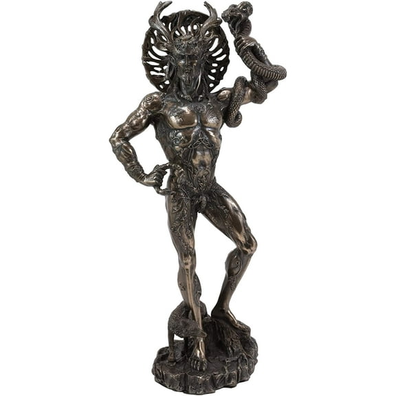 Ebros Gift Celtic God CernunnosHolding Torc and Snake Resin Figurine 10.25"H