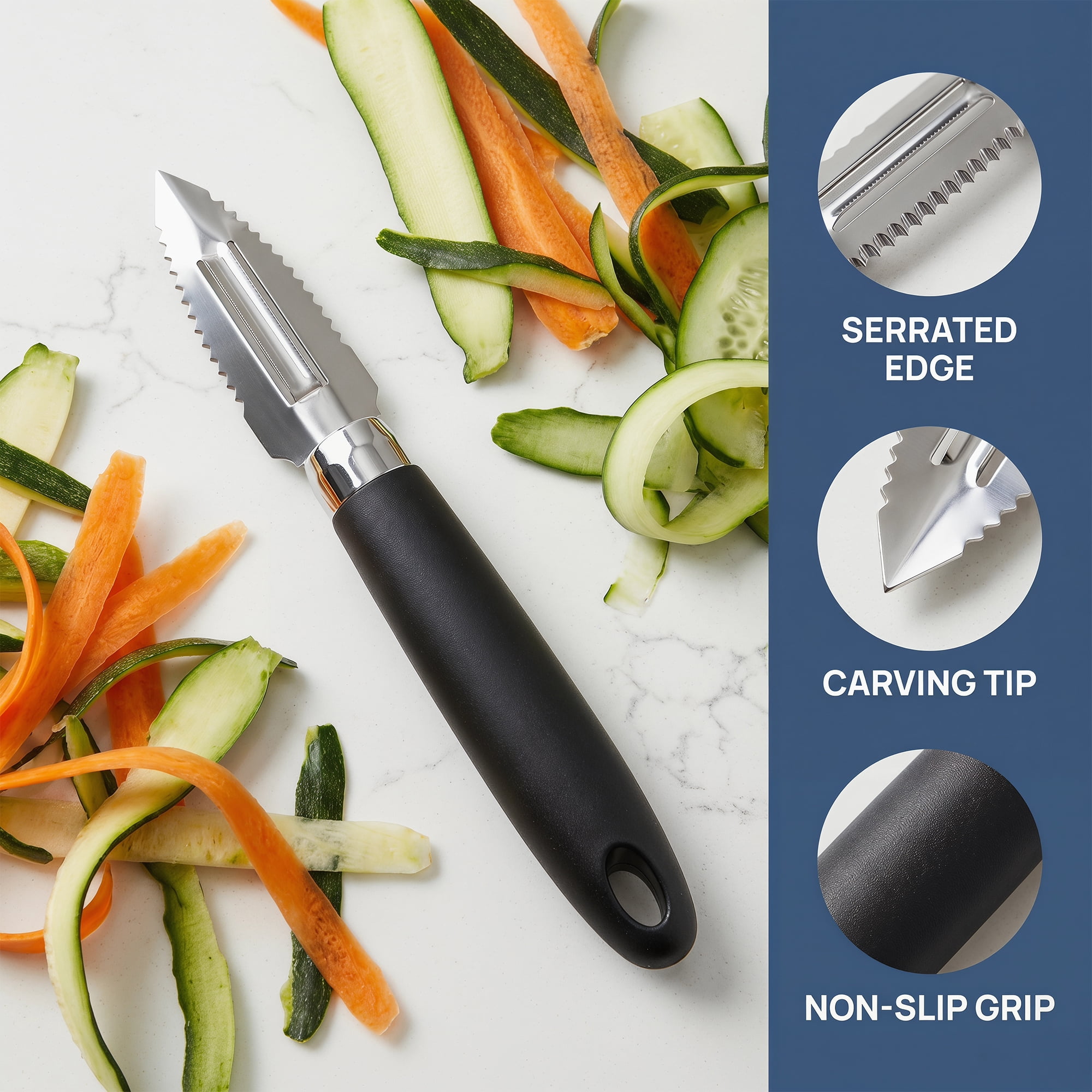 Unique Bargains Useful Stainless Steel Peeler with Ergonomic Handle Black 7.9x1.1 inch