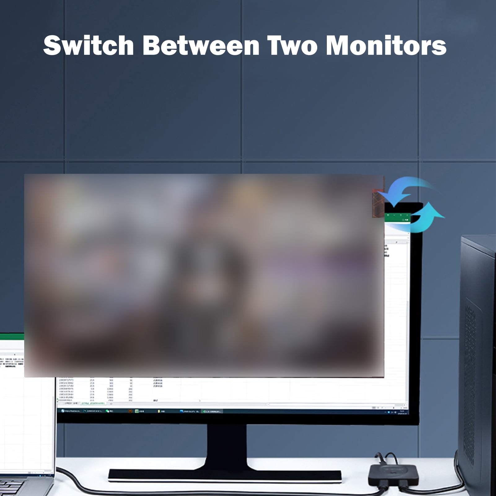 USB-C Bidirectional Switcher - 2 Computers USB C KVM Switch - Supports 8K@60Hz HDR - 10Gbps Data Transfer - PD 100W Charging - Includes 2 USB-C Cables - Connect Tablet/Phone Screen - Walmart Compliant
