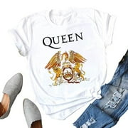 Women's Queen Band Printed Round Neck Short Sleeve T-shirt