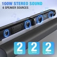 thumbnail image 7 of Sound Bar for Smart TV, 100W Bluetooth 5.3 Soundbar, 2-in-1 Detachable Sound Bar for TV, ARC/Optical/AUX, Surround Sound System for TV, Home Theater Speaker TV/PC/Projector, 7 of 7
