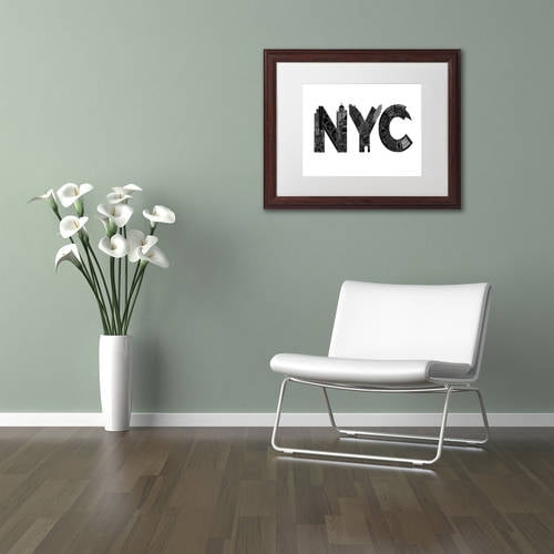 Trademark Fine Art 'NYC' Canvas Art by Robert Farkas, White Matte, Wood Frame