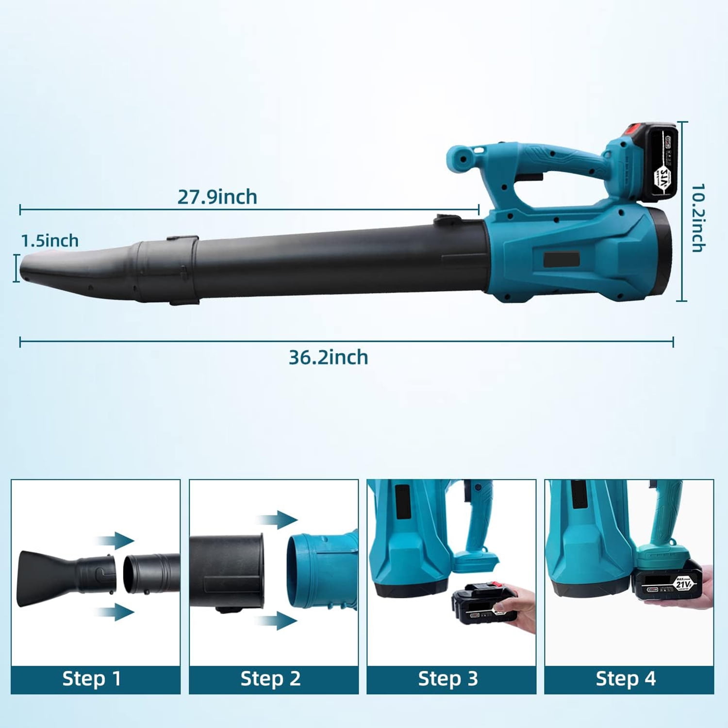 21V Cordless Leaf Blower, 150 MPH, 460 CFM, 6 Adjustable Speeds, Lightweight & Powerful for Lawn Care, Snow Blowing, and Debris Cleanup