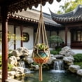thumbnail image 6 of Macrame Plant Hanger,Indoor Hanging Planter Basket with Wood Beads Decorative Flower Pot Holder,Handmade Boho Hanging Planter Basket, Hanger Flower Pot Rope Wall Indoor Home Decor 1pc, 6 of 9