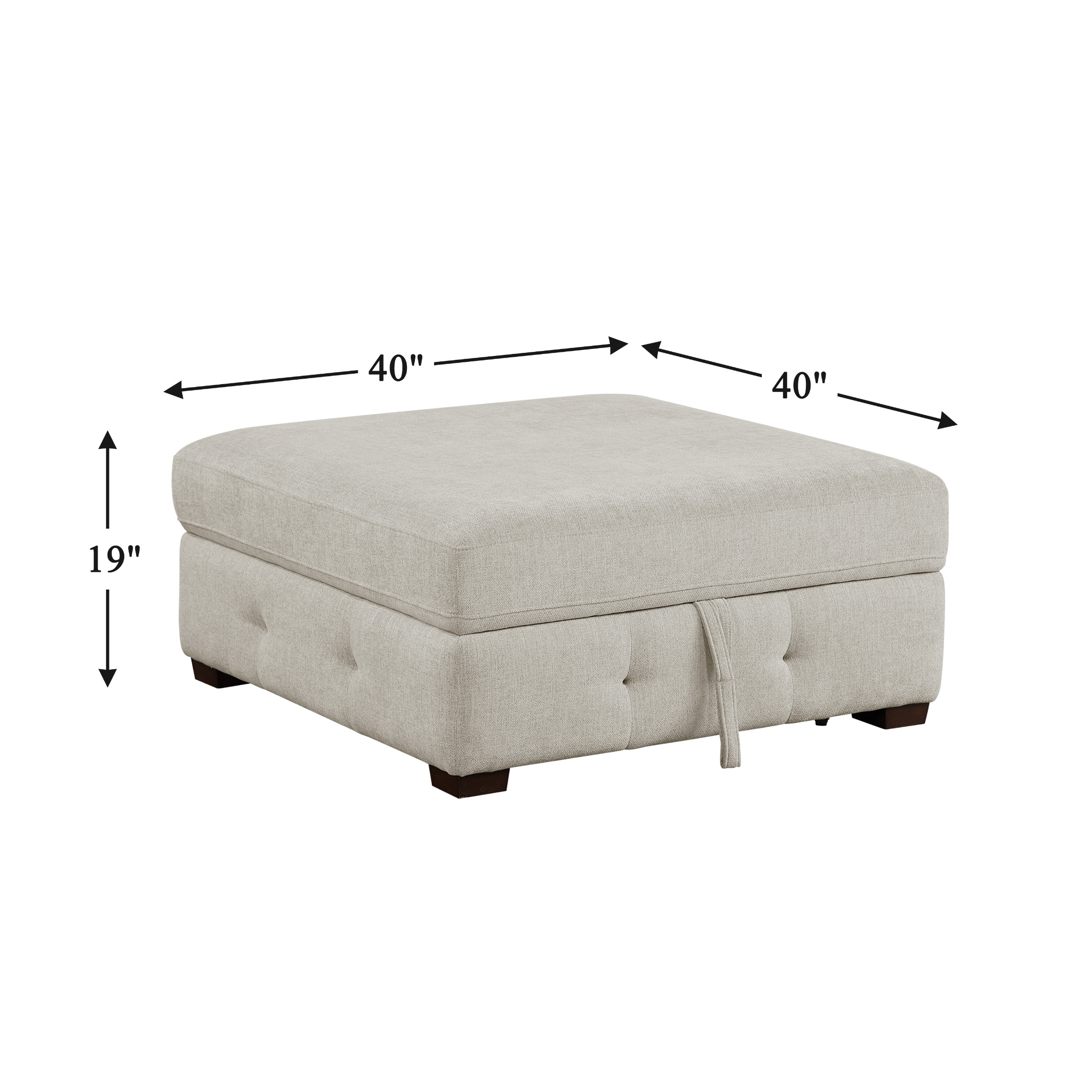 OakvillePark Sund Contemporary Chenille Storage Ottoman, Taupe