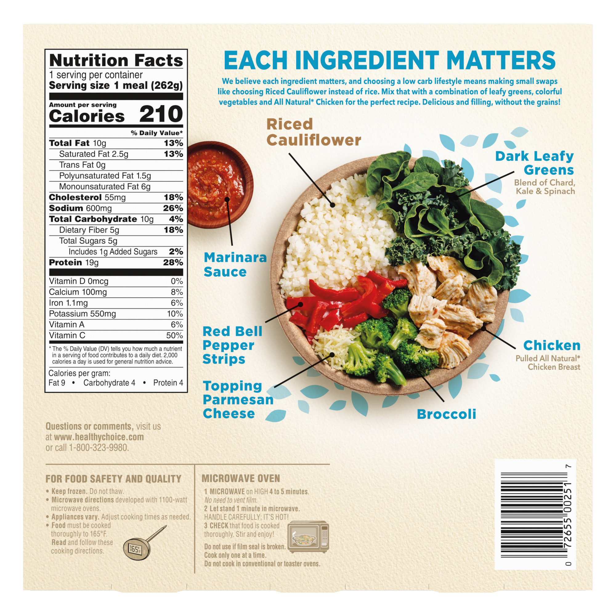 Healthy Choice Power Bowls Chicken Marinara, Frozen Meal, 9.25 oz Bowl (Frozen) - image 8 of 8