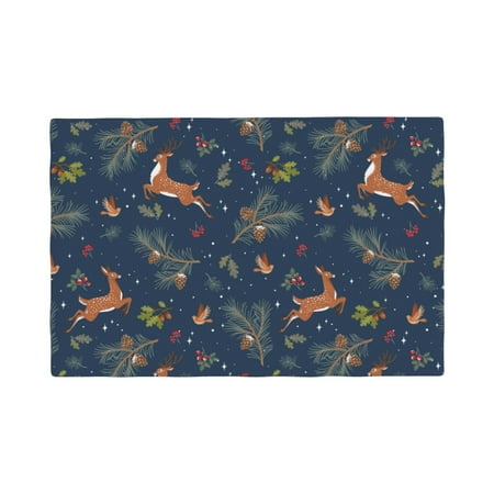 

Placemats Set of 4 Cartoon Deers Heat Resistant Non - Slip Place mats Waterproof table mat for Kitchen Dining-4片装