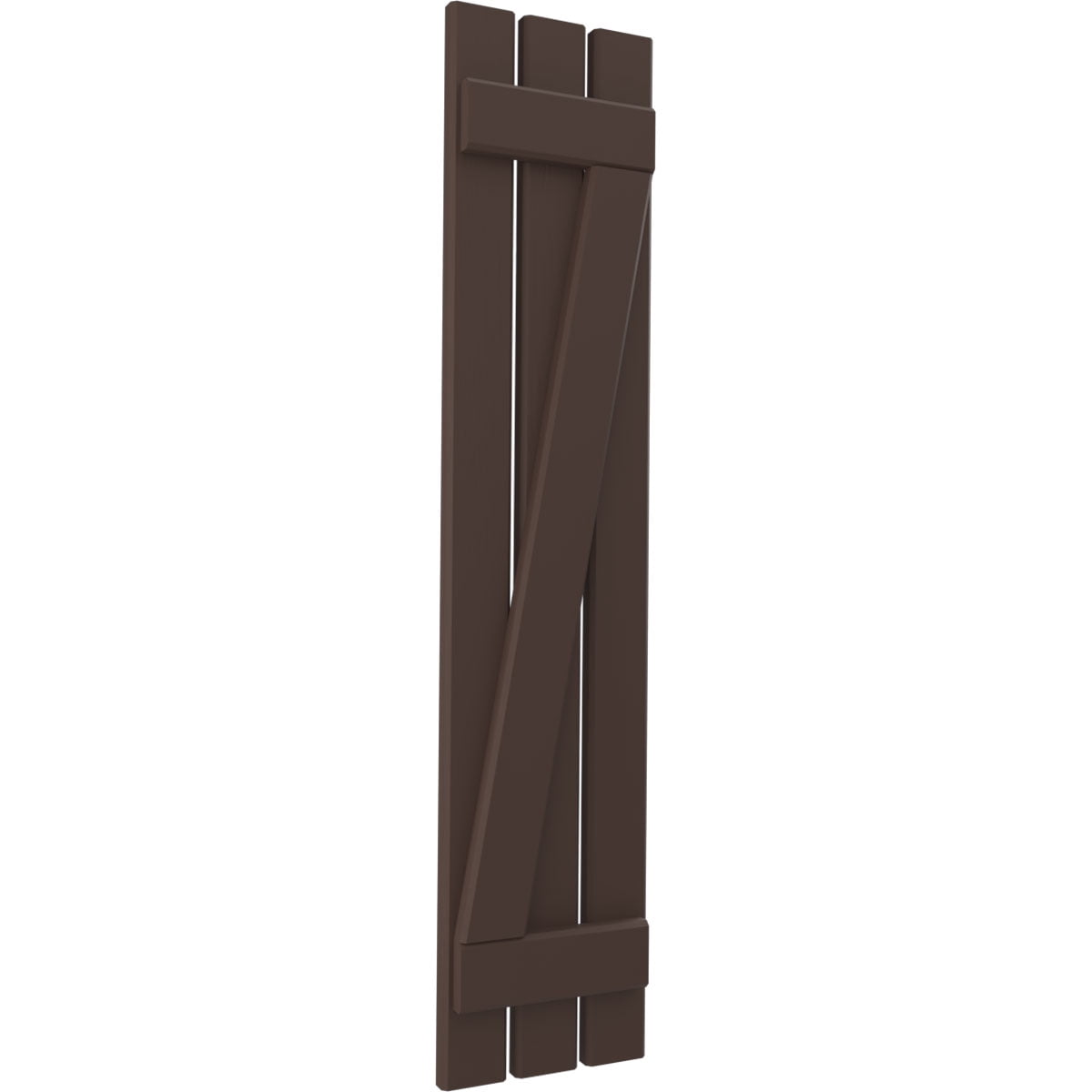 Ekena Millwork 11 1/2"W x 54"H Americraft Three Board (2 Batten) Exterior Real Wood Spaced Board-n-Batten Shutters w/ Z-Bar (Per Pair), Raisin Brown