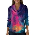 thumbnail image 4 of Dwralegc Holiday Sweaters for Women Dressy Fashion Multicolor Long Sleeve Knit Clothes Jumper Pullover Cowl Neck Trendy Winter Spring Sweaters Navy S, 4 of 5