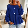 thumbnail image 2 of Yigetop Women's Boat Neck Peplum Sweatshirt Lightweight Long Sleeve Loose Fit Casual Pullover Tops Blue M, 2 of 4