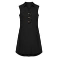 thumbnail image 4 of ClodeEU Women's Sleeveless V Neck Shirt Dress ,Casual Slim Fit Summer Midi Dress Black,Womens Plus XXL, 4 of 8