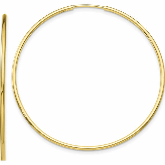 10K Yellow Gold Polished Endless Tube Hoop Earrings (42 X 42) Made In Peru 10t967