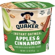 Quaker Instant Oatmeal, Apple Cinnamon, Quick Cook Oatmeal, 1.5oz Cup