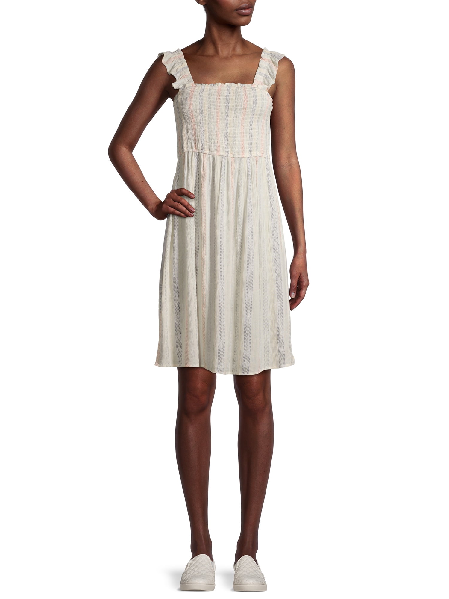 Wild Skye Women's Junior' Smocked Off the Shoulder T-Shirt Dress
