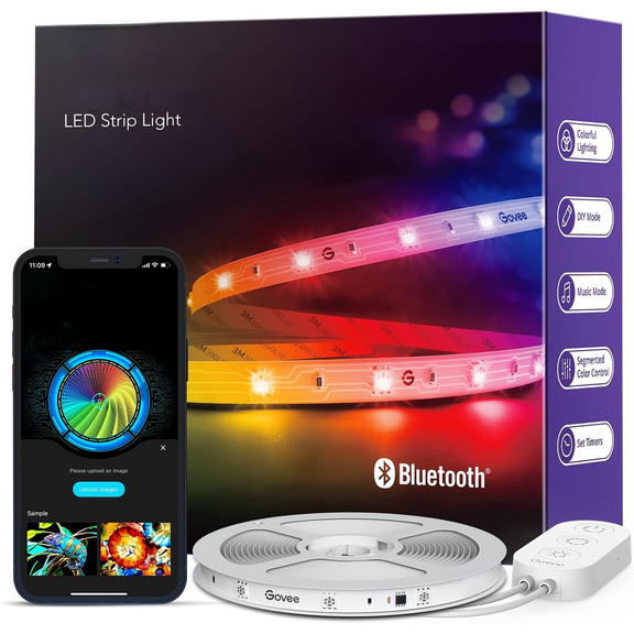 RGBIC LED Strip Lights, Smart LED Lights for Bedroom, Bluetooth LED Lights APP Control, DIY Multiple Colors on One Line, Color Changing LED Strip Lighting Music Sync, Home Decor, 16.4ft