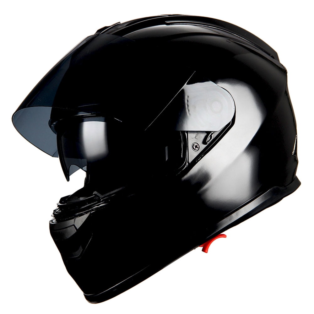 1Storm Motorcycle Full Face Helmet DOT Adults Street Bike Dual Visor Sun Inner Shield with One Extra Clear Shield: HJAH15 Smoked Glossy Black