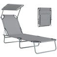 thumbnail image 1 of Outsunny Outdoor Lounge Chair with Sun Shade - Set of 1, Light Grey, 1 of 10