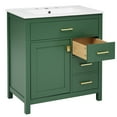 thumbnail image 3 of MAYEERTY 30" Green Bathroom Vanity - Ceramic Sink, Ample Storage, Fresh Style for Bathroom Organization, 3 of 22